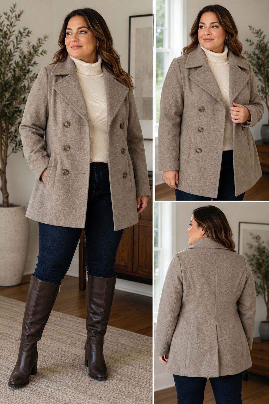 London Fog Collection Wool Blend Double Breasted Peacoat Coat Size L